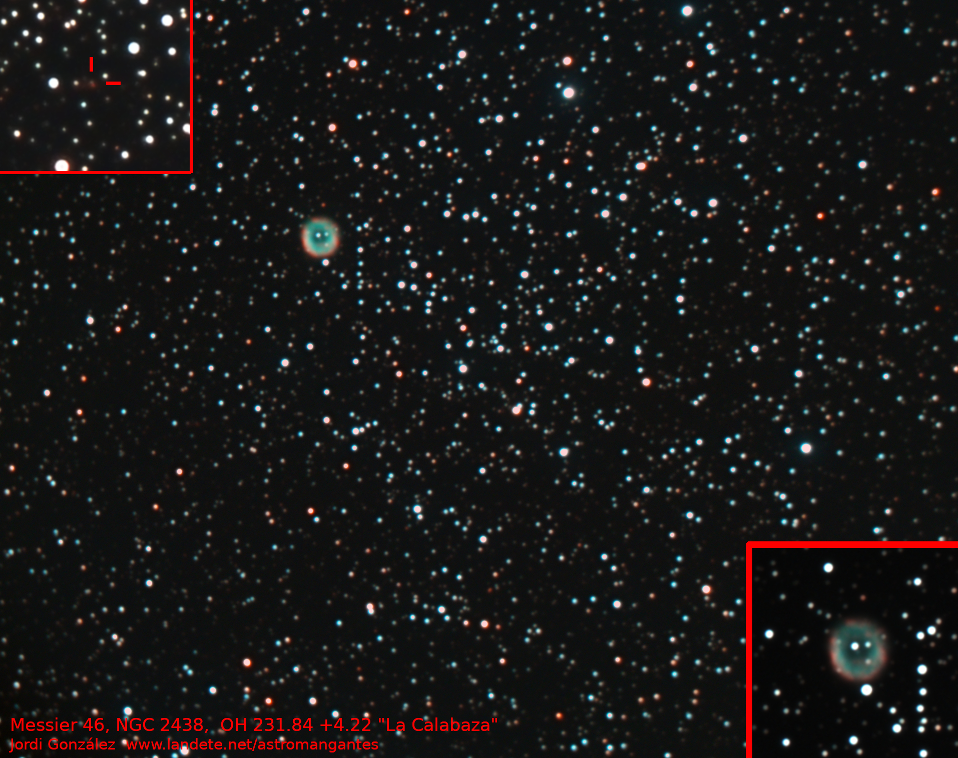 Messier 46, NGC 2438, Calabash Nebula